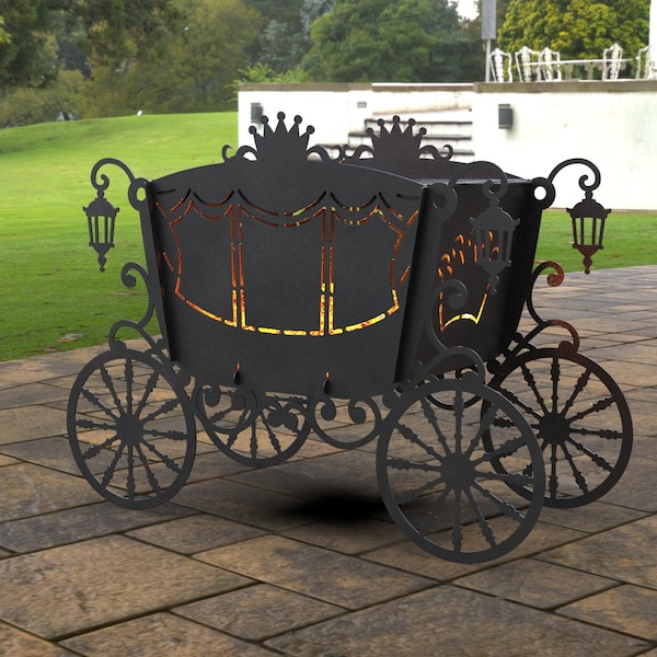 Stagecoach Carriage v2 Fire Pit, Digital product, files DXF, SVG for cnc, Laser, Plasma. Grill, Wagon Collapsible FirePit, Coach, Brougham