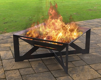 Square Fire Pit X High V2, Producto digital, archivos DXF, SVG para cnc, Plasma, Láser. FirePit Metal Art, Decoración de metal, Chimenea de jardín