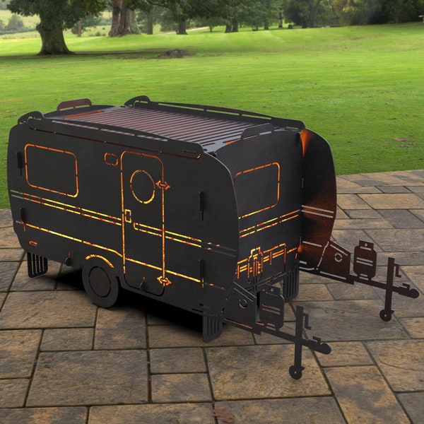 Camper Trailer Fire Pit, Digital product, files DXF, SVG for Cnc, Plasma, Laser. Bbq, Grill, Mangal, Barbecue, Collapsible FirePit, Camping