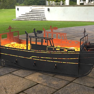 Boat Fire Pit, Digital product, files DXF, SVG for cnc, Laser, Plasma. Grill, Mangal, Collapsible FirePit, Lobster Boat