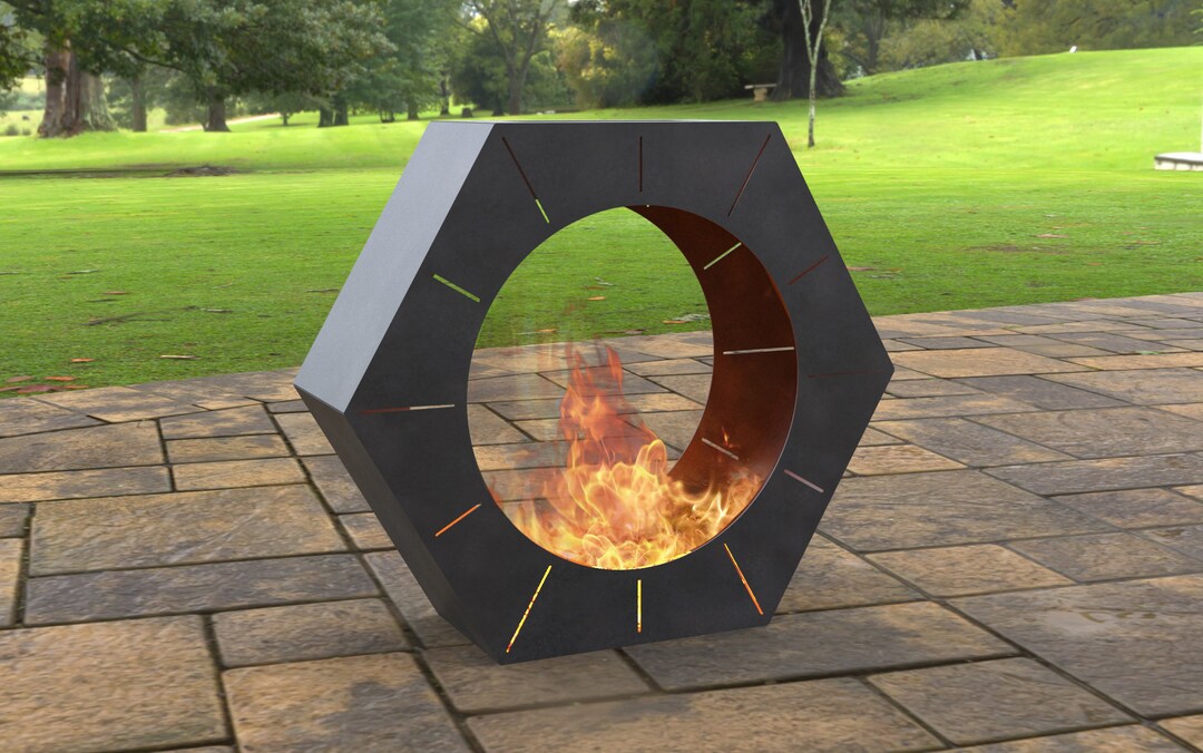 Chimnea Hexagon Fire Pit, Digital Product, Files DXF, SVG for CNC, Plasma, Laser, Waterjet