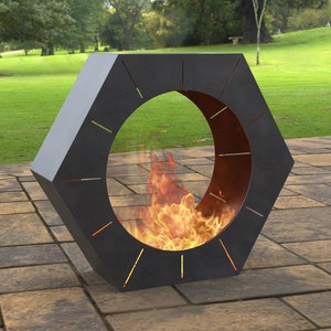 Chimnea Hexagon Fire Pit, Digital product, files DXF, SVG for CNC, Plasma, Laser, Waterjet. FirePit, Metal Art, Metal, Garden Fireplace