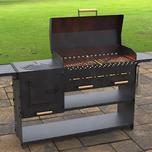 Parrilla moderna plegable con estufa, Productos digitales, archivos DXF, SVG para CNC, Plasma, Láser. Barbacoa, Parrilla, Mangal, Barbacoa, Brasero Plegable imagen 1