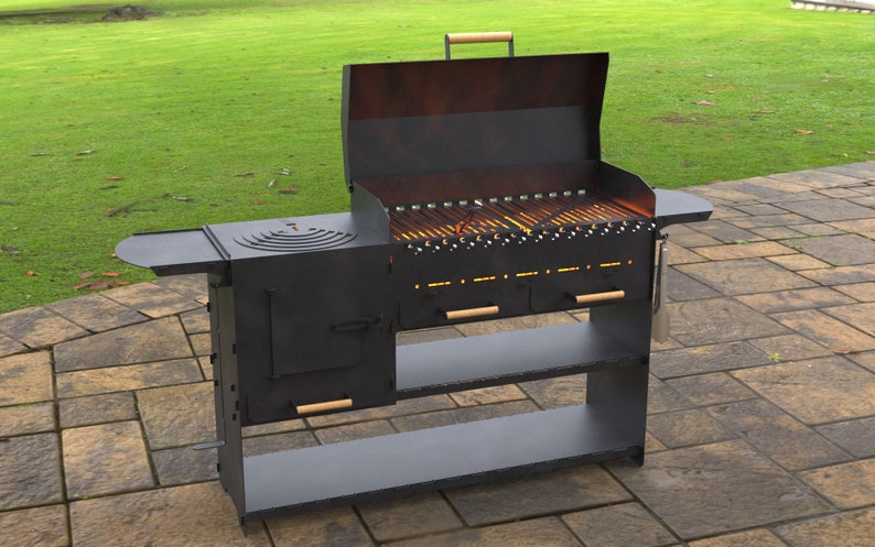 Parrilla moderna plegable con estufa, Productos digitales, archivos DXF, SVG para CNC, Plasma, Láser. Barbacoa, Parrilla, Mangal, Barbacoa, Brasero Plegable imagen 1