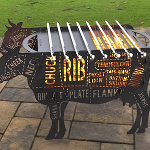 Cow Fire Pit, Digital product, files DXF, SVG for CNC, Plasma, Laser, Waterjet. Bbq, Grill, Mangal, Barbecue, Collapsible FirePit, Metal Art