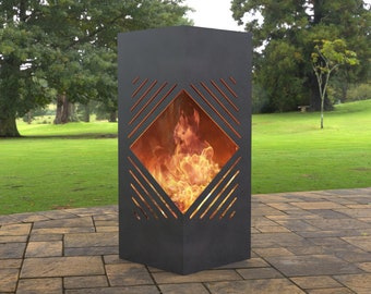 Pyramid Rhombus II Fire pit, Productos digitales, FirePit Metal Art, Decoración de metal, Archivos de chimenea de jardín DXF, SVG para cnc, Plasma, Láser
