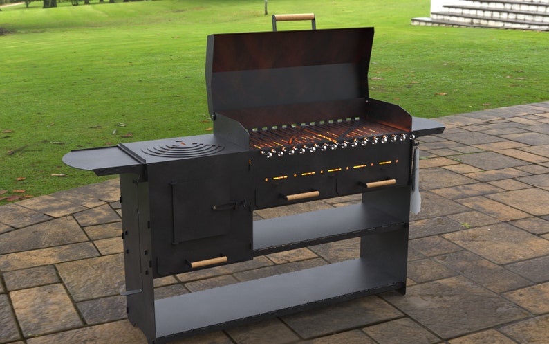 Parrilla moderna plegable con estufa, Productos digitales, archivos DXF, SVG para CNC, Plasma, Láser. Barbacoa, Parrilla, Mangal, Barbacoa, Brasero Plegable imagen 3