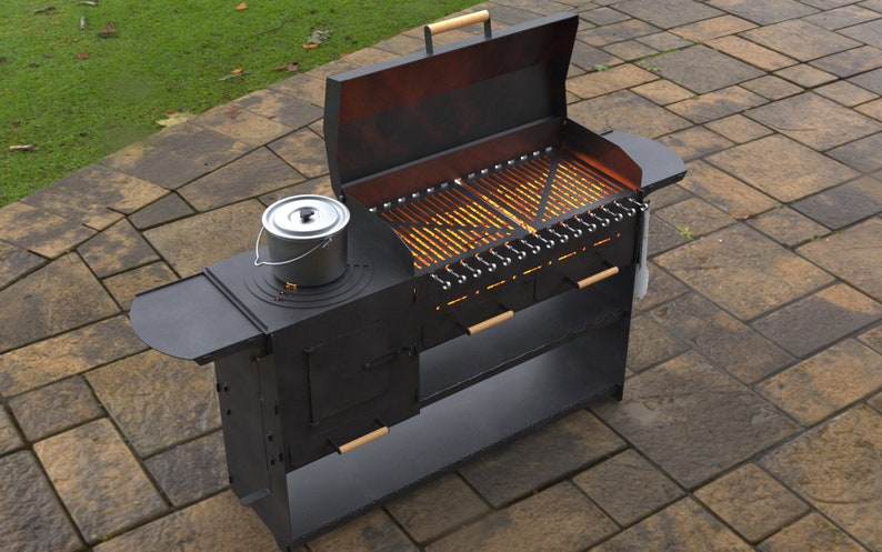 Parrilla moderna plegable con estufa, Productos digitales, archivos DXF, SVG para CNC, Plasma, Láser. Barbacoa, Parrilla, Mangal, Barbacoa, Brasero Plegable imagen 9