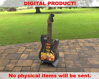 Electric Guitar Fire Pit h42'', Digital product, files DXF, SVG for CNC, Plasma, Laser. FirePit, Metal Art Decoration, Garden Fireplace