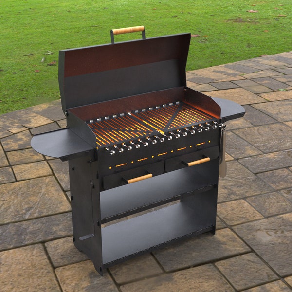 Collapsible grill with an ashtray and a lid, Digital goods, files DXF, SVG for CNC, Plasma, Laser. Bbq, Grill, Barbecue, Collapsible FirePit