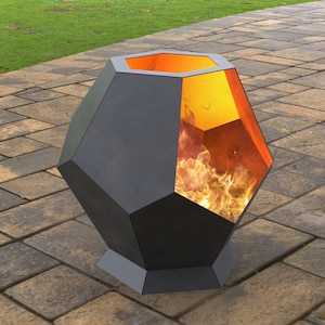 Hexagon Stone Fire Pit, Digital product, files DXF, SVG for cnc, Plasma, Laser. FirePit Metal Art, Metal Decoration, Garden Fireplace