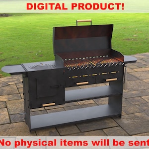 Collapsible modern grill with stove, Digital goods, files DXF, SVG for CNC, Plasma, Laser. Bbq, Grill, Mangal, Barbecue, Collapsible FirePit