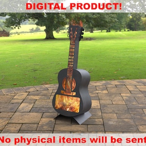 Guitar Fire Pit h41&#39;&#39;, Digital product, files DXF, SVG for CNC, Plasma, Laser, Waterjet. FirePit, Metal Art Decoration, Garden Fireplace