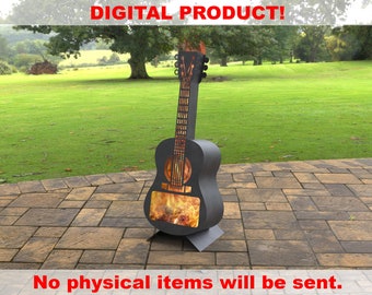 Guitar Fire Pit h41'', Digital product, files DXF, SVG for CNC, Plasma, Laser, Waterjet. FirePit, Metal Art Decoration, Garden Fireplace