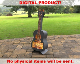 Guitar Fire Pit h41&#39;&#39;, Digital product, files DXF, SVG for CNC, Plasma, Laser, Waterjet. FirePit, Metal Art Decoration, Garden Fireplace