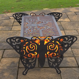 Butterfly II Fire Pit, Digital product, files DXF, SVG for cnc, Plasma, Laser, Waterjet. Bbq, Grill, Mangal Barbecue, Collapsible FirePit