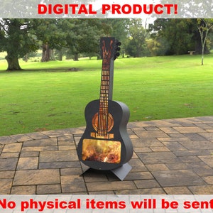 Guitar Fire Pit h62&quot;, Digital product, files DXF, SVG for CNC, Plasma, Laser, Waterjet. FirePit, Metal Art Decoration, Garden Fireplace