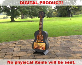 Guitar Fire Pit h62", Digital product, files DXF, SVG for CNC, Plasma, Laser, Waterjet. FirePit, Metal Art Decoration, Garden Fireplace