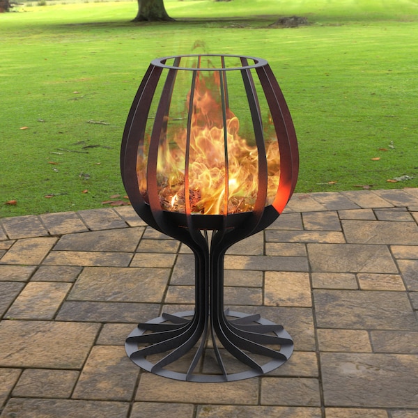 Wineglass 39" Fire Pit, Producto digital, archivos DXF, SVG para CNC, Plasma, Láser, Chorro de agua. FirePit, Metal Art, Decoración, Chimenea de jardín