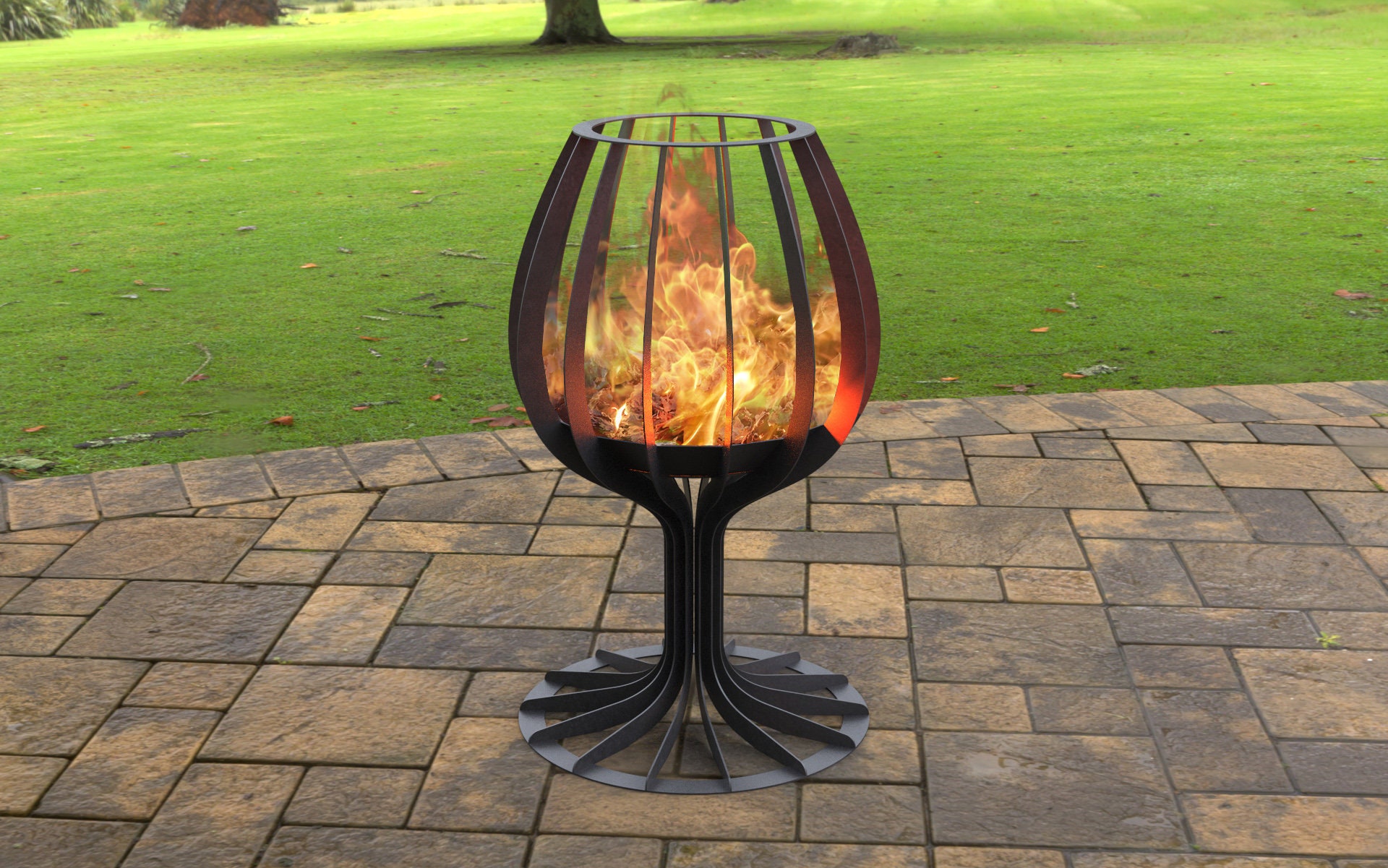 Wineglass 39" Fire Pit, Digital product, files DXF, SVG for CNC, Plasma, Laser, Waterjet. FirePit, Metal Art, Decoration, Garden Fireplace