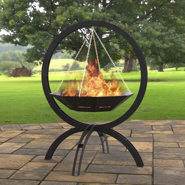 Fire pit flying on chains II, Digital product, files DXF, SVG for Cnc, Plasma, Laser, Waterjet. FirePit, Metal Art, Metal, Garden Fireplace