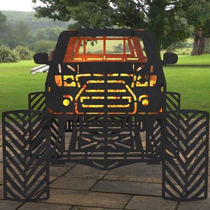 Monster Truck Fire Pit, Digital product, files DXF, SVG for Cnc, Laser, Plasma. Bbq, Grill, Mangal Barbecue, Collapsible FirePit, Car