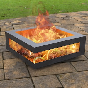 Square Fire Pit Low, Digital product, files DXF, SVG for cnc, Plasma, Laser. FirePit Metal, Garden Fireplace