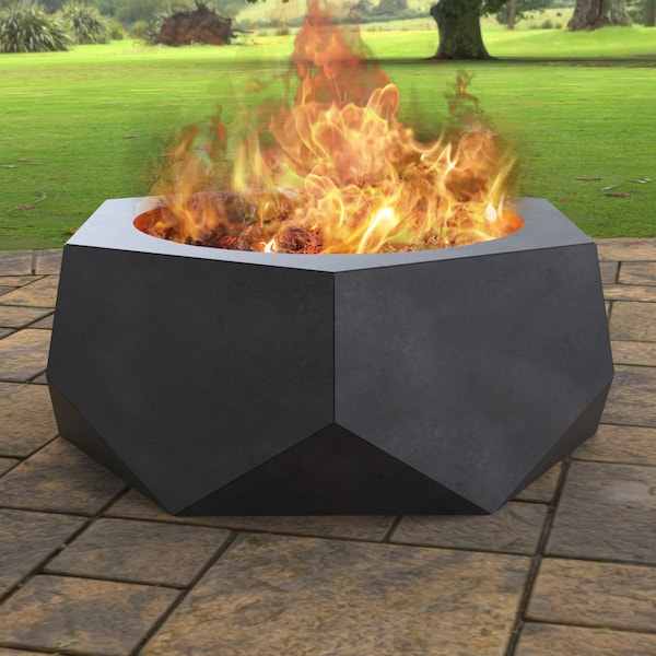 Volumetric Hexagon Fire Pit V2, Digital product, files DXF, SVG for cnc, Plasma Laser. FirePit Metal Art, Metal Decoration, Garden Fireplace