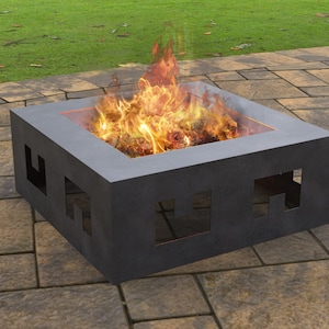 Modern square Fire Pit V2, Digital product, files DXF, SVG for cnc, Plasma, Laser. FirePit Metal, Garden Fireplace