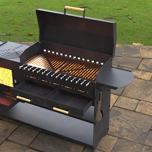 Parrilla moderna plegable con estufa, Productos digitales, archivos DXF, SVG para CNC, Plasma, Láser. Barbacoa, Parrilla, Mangal, Barbacoa, Brasero Plegable imagen 4