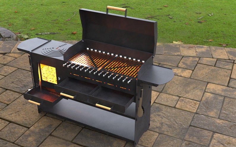 Parrilla moderna plegable con estufa, Productos digitales, archivos DXF, SVG para CNC, Plasma, Láser. Barbacoa, Parrilla, Mangal, Barbacoa, Brasero Plegable imagen 4