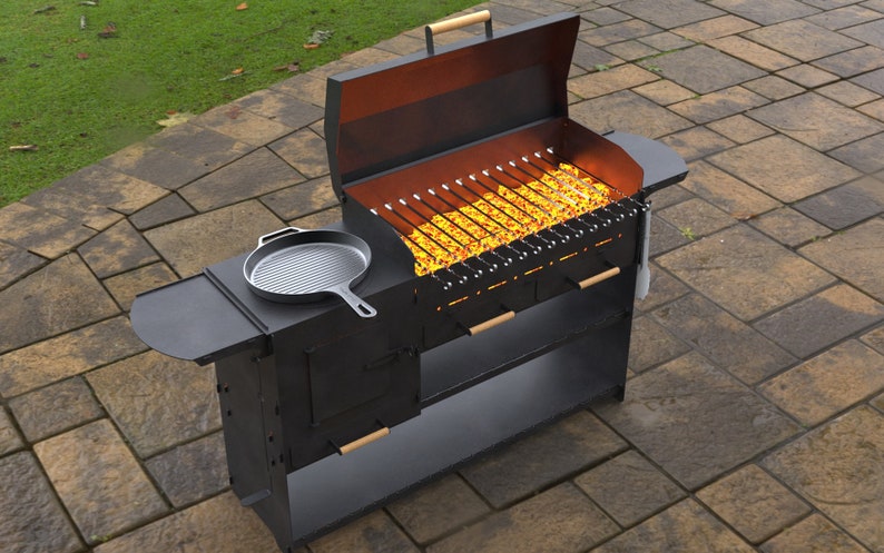 Parrilla moderna plegable con estufa, Productos digitales, archivos DXF, SVG para CNC, Plasma, Láser. Barbacoa, Parrilla, Mangal, Barbacoa, Brasero Plegable imagen 8