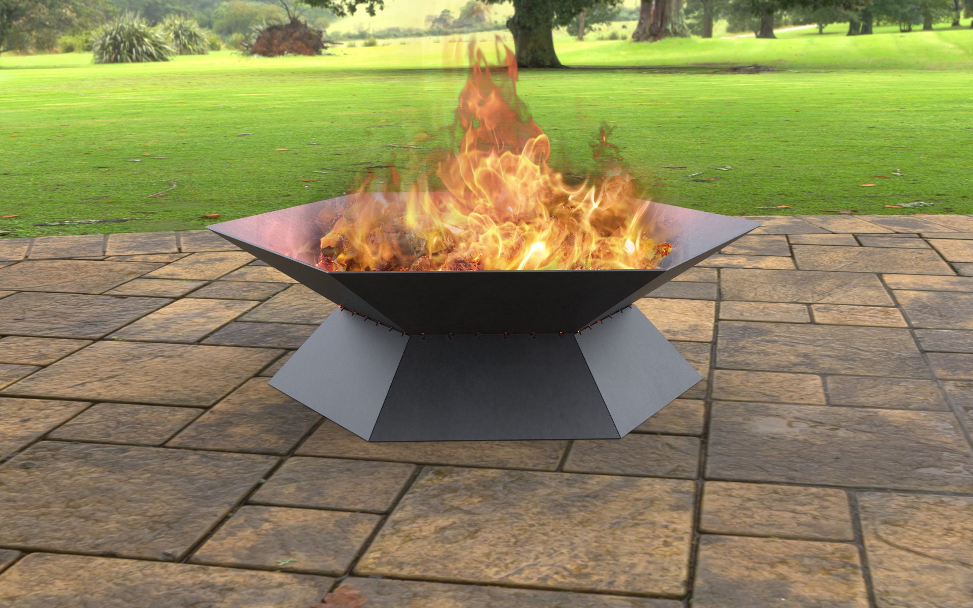Hexagon Fire Pit II, Digital Product, Files DXF, SVG for Cnc