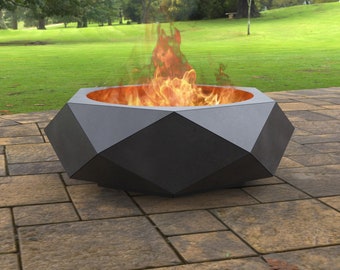 Foyer volumétrique hexagonal, produit numérique, fichiers DXF, SVG pour cnc, plasma, laser. Art en métal FirePit, décoration en métal, cheminée de jardin