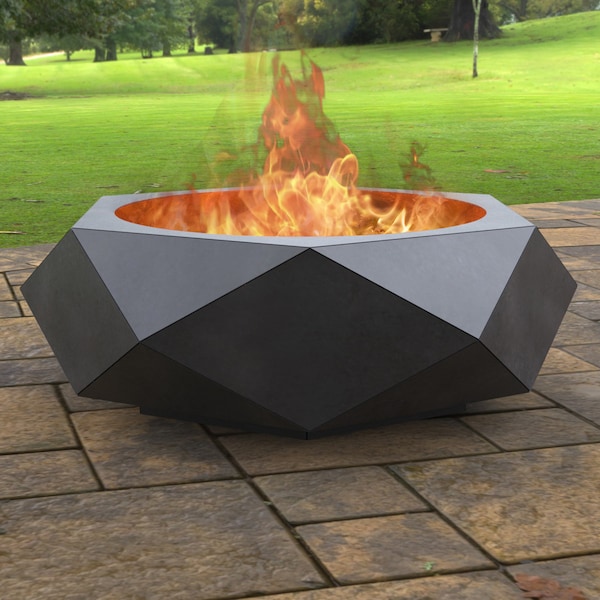 Foyer volumétrique hexagonal, produit numérique, fichiers DXF, SVG pour cnc, plasma, laser. Art en métal FirePit, décoration en métal, cheminée de jardin