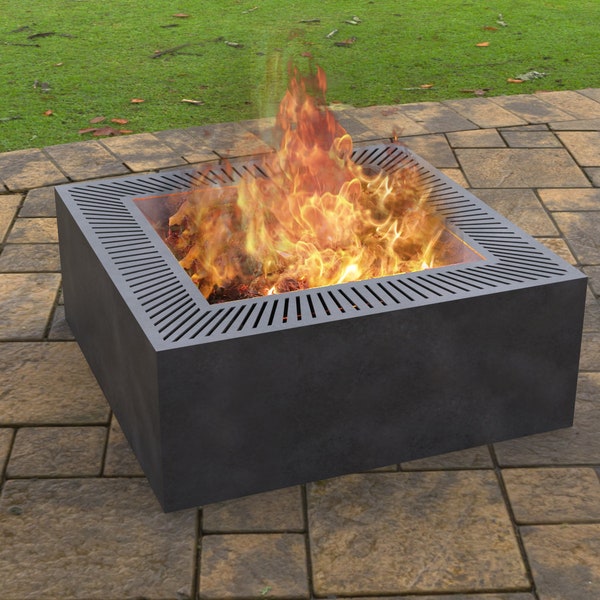 Modern square Fire Pit V3, Digital product, files DXF, SVG for cnc, Plasma, Laser. FirePit Metal, Garden Fireplace