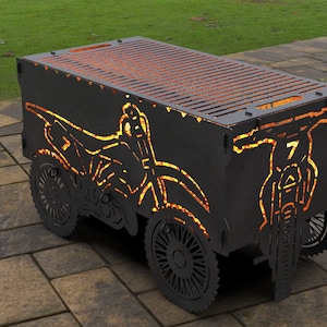 Dirt Bike Fire Pit, Digital product, files DXF, SVG for cnc, Plasma, Laser. Bbq, Grill, Collapsible FirePit, motorcycle, moto crossbike