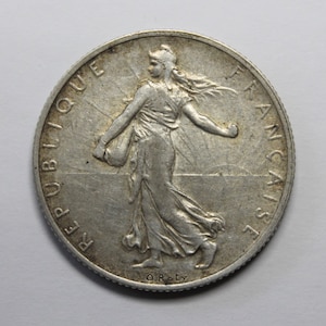 France 1918 2 Francs 0.835 Silver Coin Antique Collectible Gift