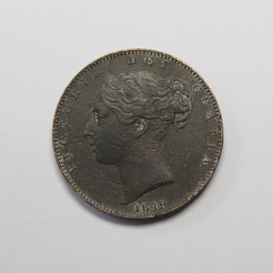 Rare Victoria 1849 Farthing Raised W.W. Variety Antique British Copper Coin Low Mintage