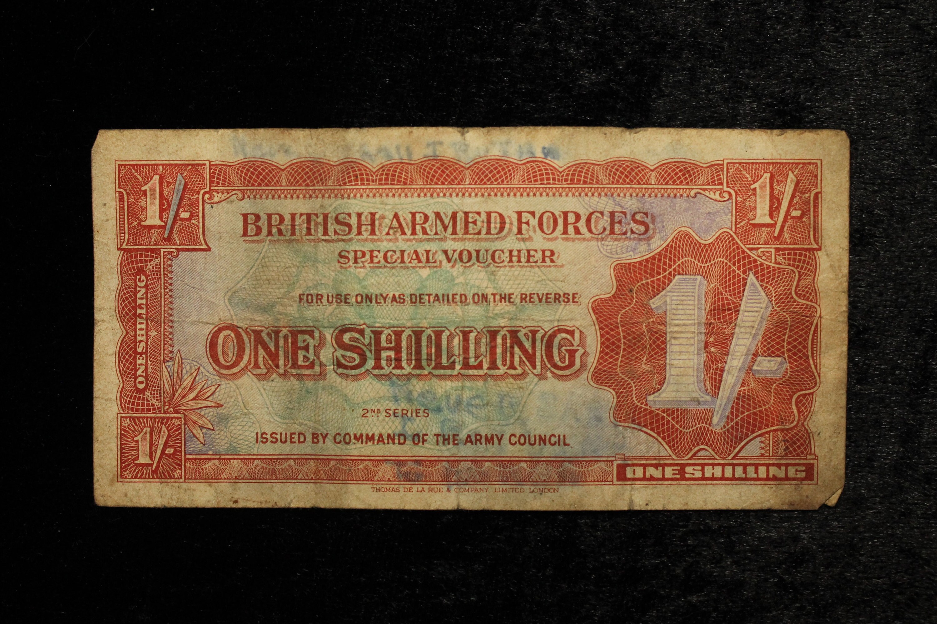 British Armed Forces One Shilling 1948 2nd Series Special Voucher