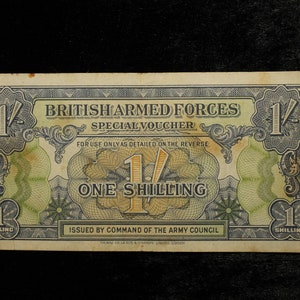 British Armed Forces One Shilling 1946 1st Series Special Voucher Vintage Paper Note Money