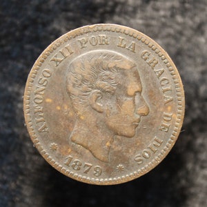 Spain Alfonso XII 1879 Five Centimos Bronze Spanish Coin Collectable Gift