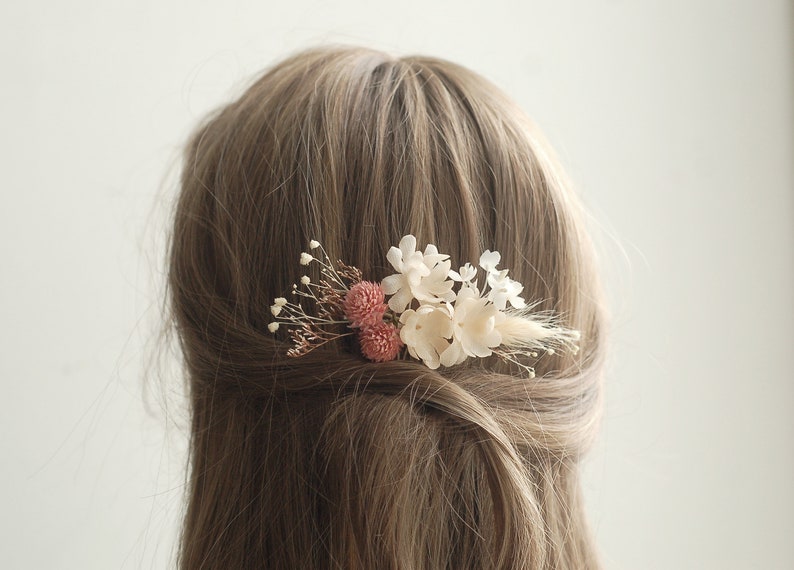 Beige and blush pink hair comb bridal hair piece