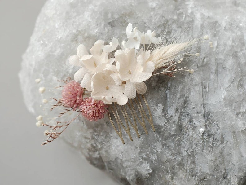 Beige and blush pink hair comb bridal hair piece