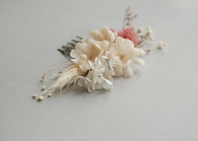 Beige and blush pink hair comb bridal hair piece