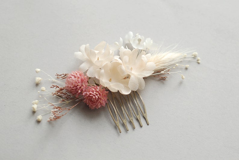 Beige and blush pink hair comb bridal hair piece