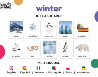 WINTER Montessori 3-Part Cards Multilingual and with realistic photos • Pdf with Printable Flash Cards