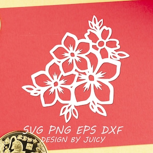 日本の桜のSVG、桜の花のSVG、中国の花のアウトライン、桃の花のSVG、PNG、DXF、EPSファイル、Cricutシルエット用