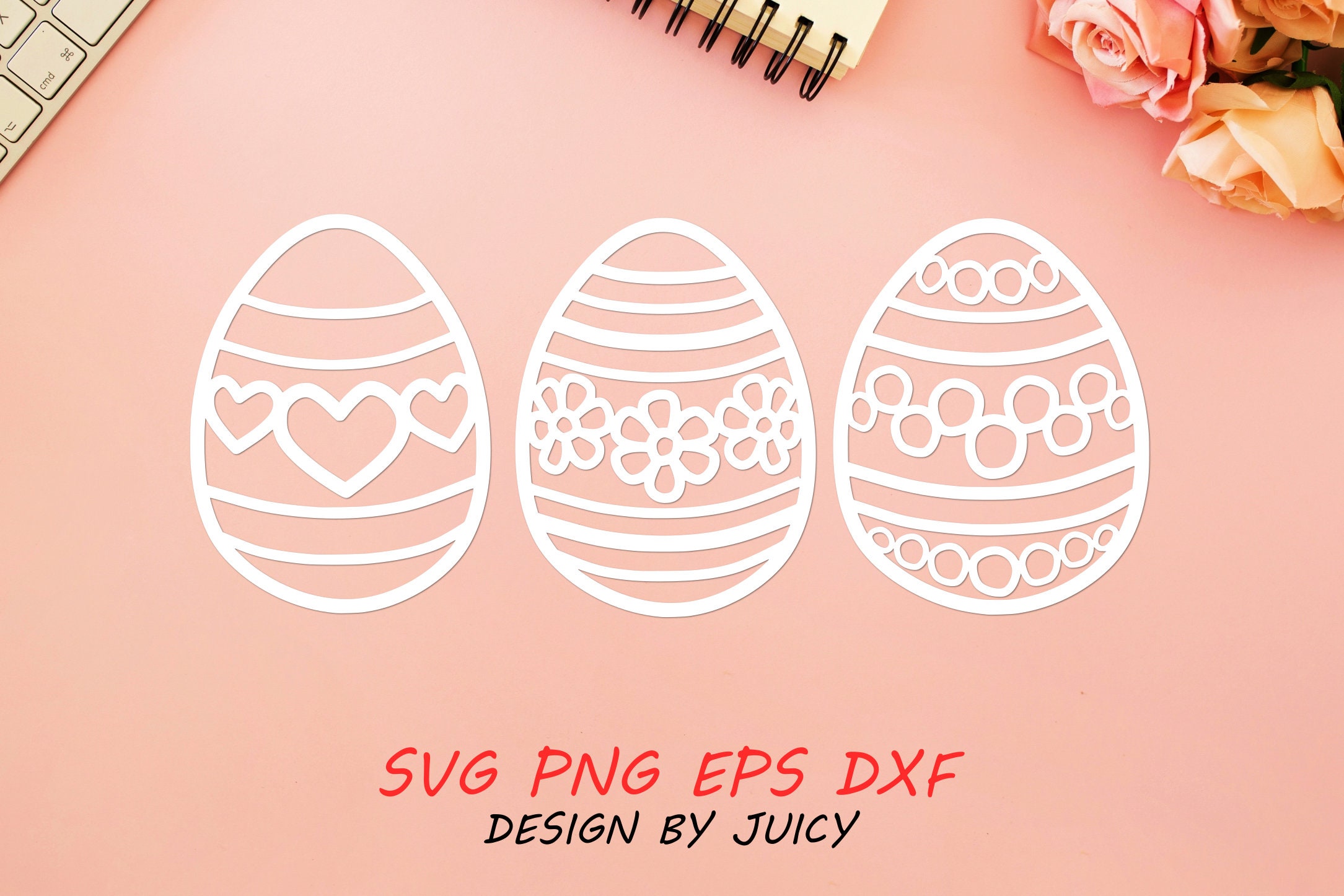 Easter Eggs Svg Bundle, Svg Png Eps Dxf, Patterned Eggs Svg, Happy ...