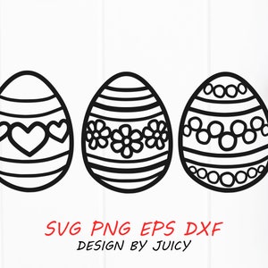 Bundle svg oeufs de Pâques, svg png eps dxf, oeufs à motifs svg, fichier vectoriel Joyeuses Pâques, cricut et fichier de coupe silhouette